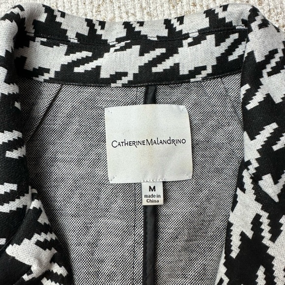 CATHERINE MALANDRINO Black White Houndstooth Career Blazer | Size Medium - Picture 6 of 13